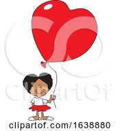 Poster, Art Print Of Cartoon Black Girl Holding A Heart Balloon