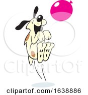 Poster, Art Print Of Cartoon Dog Jumping And Playing With A Balloon