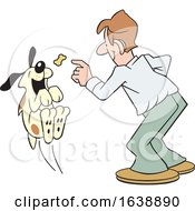 Poster, Art Print Of Cartoon White Man Tossing A Treat To A Dog