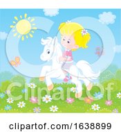 Poster, Art Print Of Little Blond Girl Riding A Pony