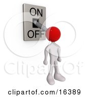 White Person With A Red Head Attached To An OnOff Switch Lever Set To Off