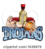 Poster, Art Print Of Trojan Spartan Basketball Sports Mascot