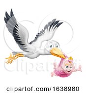 Poster, Art Print Of Stork Cartoon Pregnancy Myth Bird With Baby