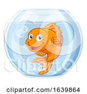 Poster, Art Print Of Goldfish In Gold Fish Bowl Cute Cartoon Character