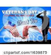 Poster, Art Print Of Veterans Day American Flag Soldier Saluting