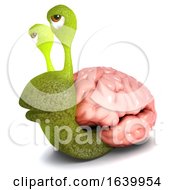 3d Funny Cartoon Snail Character Carrying A Brain Instead Of A Shell