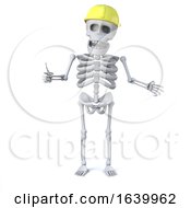 3d Skeleton In Hard Hat Gives The Thumbs Up Sign