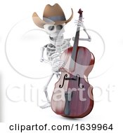 3d Cowboy Skeleton Plays The Double Bass