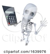 3d Funny Cartoon Skeleton Character Using A Calculator