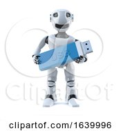 3d Robot Holding A USB Stick Drive