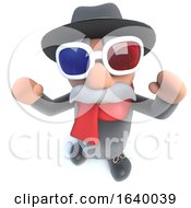 Funny Cartoon 3d Old Man Character Wearing 3d Glasses