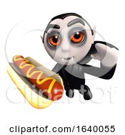 3d Halloween Dracula Vampire Character Eating A Hot Dog Snack