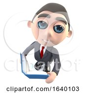 3d Businessman Character Reading A Book