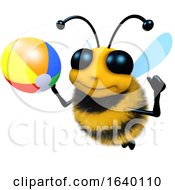 3d Honey Bee Character Playing With A Beachball