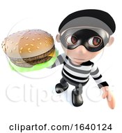 3d Burglar Thief Holding A Cheese Burger by Steve Young
