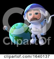 3d Astronaut Studies The Earth And Moon by Steve Young