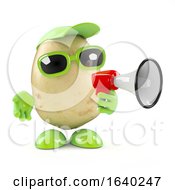 3d Potato Character With A Megaphone