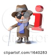 3d Cartoon Blind Man Character Holding An Information Symbol