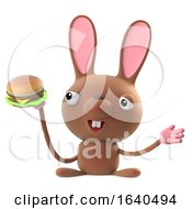 3d Cute Easter Bunny Rabbit Eating A Beef Burger