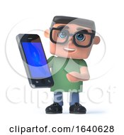 3d Boy In Glasses Holding A Smartphone by Steve Young