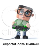 3d Boy In Glasses Plays A Video Game