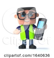 3d Health And Safety Man With A Mobile Phone by Steve Young