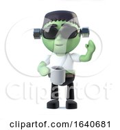3d Child Frankenstein Drinking A Mug Of Coffee by Steve Young