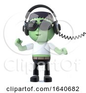 3d Child Frankenstein Listens To Music On His Headphones