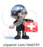3d Biker Holding A First Aid Kit