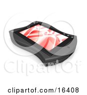 Black Handheld Organizer With A Red Screen Saver Clipart Illustration Graphic