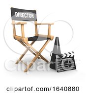 3d Directors Chair With Clapperboard And Bullhorn On White