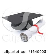 3d Graduates Mortar Board And Diploma