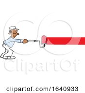 Poster, Art Print Of Cartoon Black Male Painter Using A Roller Brush