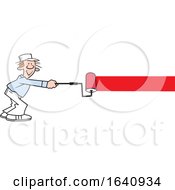 Cartoon White Male Painter Using A Roller Brush
