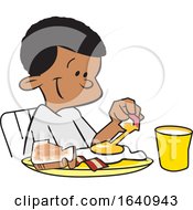 Poster, Art Print Of Happy Black Boy Eating Breakfast