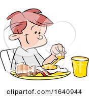 Happy White Boy Eating Breakfast by Johnny Sajem