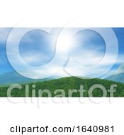 Poster, Art Print Of 3d Grassy Landscape With Low Clouds