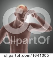 3D Male Figure With Muscles In Head Highlighted