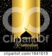Poster, Art Print Of Ramadan Kareem Background With Mosque Silhouette On Confetti Design