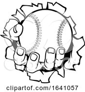 Poster, Art Print Of Baseball Ball Hand Ripping Background