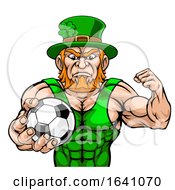 Poster, Art Print Of Leprechaun Holding Soccer Ball Sports Mascot