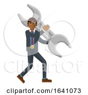 Poster, Art Print Of Asian Business Man Holding Spanner Wrench Concept