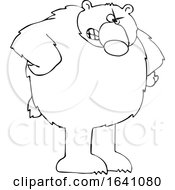 Poster, Art Print Of Cartoon Black And White Angry Bear With Hands On Hips