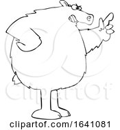 Poster, Art Print Of Cartoon Black And White Angry Bear Wagging A Finger