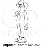 Poster, Art Print Of Cartoon Black And White Absentminded Senior Man