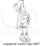Poster, Art Print Of Cartoon Black And White Bagpiper In Uniform