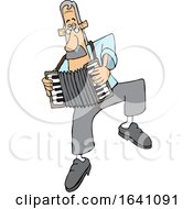 Cartoon White Man Dancing And Playing An Accordion