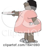 Poster, Art Print Of Cartoon Chubby Black Woman Holding Out A Plate For Seconds