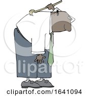 Cartoon Black Business Man Scratching His Back