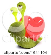 3d Funny Cartoon Snail Bug Character Carrying A Heart Instead Of A Shell